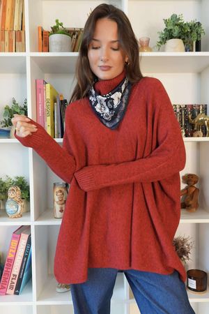 Beyond Terry Oversized Cowl Knit Deep Strawberry Marl